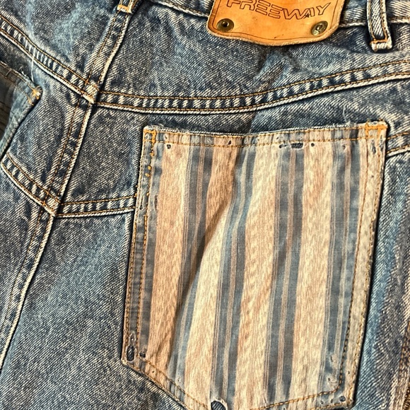 Vintage Freeway 80s Denim Pencil Skirt Patches High Waisted sz 8 - Picture 4 of 15